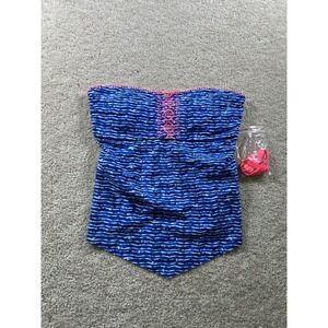 Arizona Jeans Women's Blue Strapless Swimsuit Size‎ S Nylon Spandex